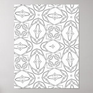 Poster Conception de page de coloriage de motif de carrea