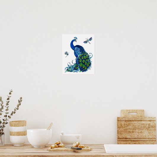 Poster Conception de paon et de libellules (Cuisine)