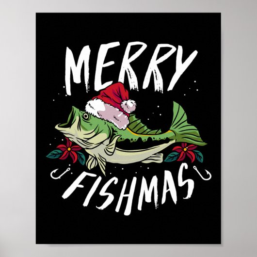 Poster Conception de pêche à thème de Noël drôle - Joyeux (Devant)