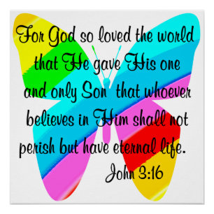 POSTER CONCEPTION DE RAINBOW BOTTERFLY JOHN 3:16