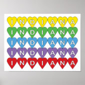 Poster Conception de rangée de cœurs de l'Indiana fière d (Devant)