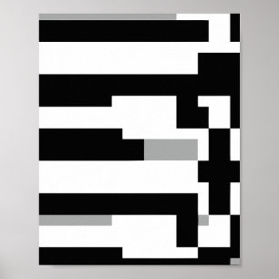 Poster Conception de rayures abstraites noir blanc et gri