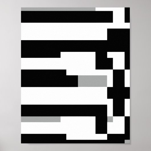 Poster Conception de rayures abstraites noir blanc et gri (Devant)