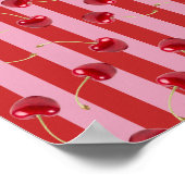 Poster Conception de rayures rouges et roses avec des cer (Coin)