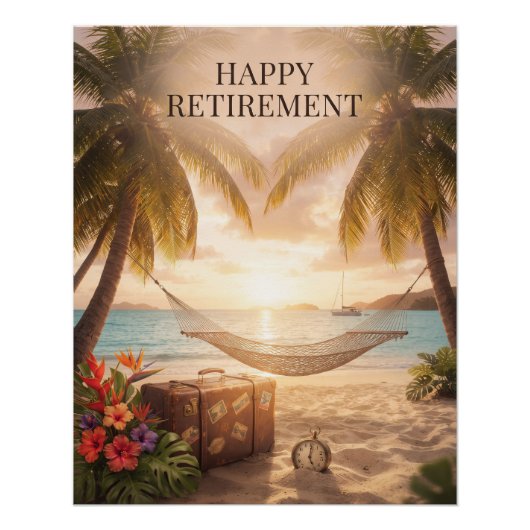 Poster Conception de retraite de plage tropicale avec ham (Devant)