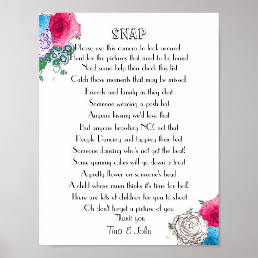 Poster Conception de rose belle mariage photo jeu (Devant)