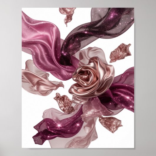Poster Conception de ROSES en TISSU Argentée (Devant)