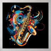 Poster Conception de saxophone Abstrait (Devant)