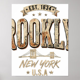 Poster Conception de script doré orné de Brooklyn New Yor