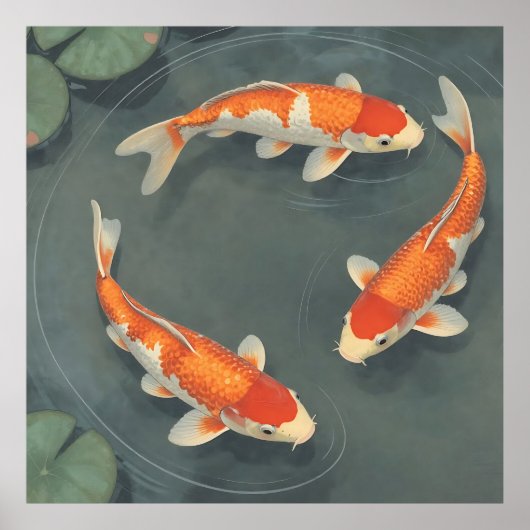 Poster Conception de sérénité d'étang de carpes koï graci (Devant)