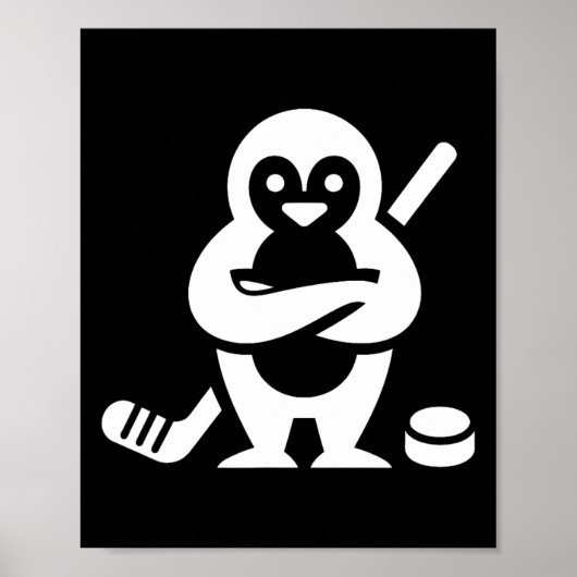 Poster Conception de silhouette de hockey de manchot déte (Devant)