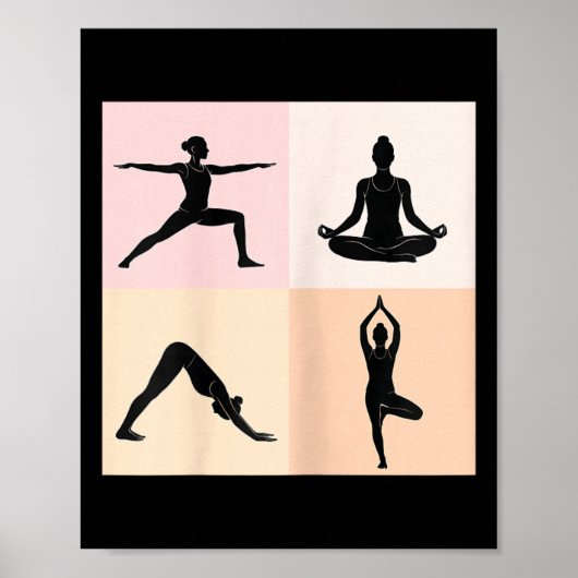 Poster Conception de silhouette de yoga, Pop Art 4 Quadra (Devant)