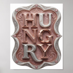 Poster Conception de slogan argenté artistique FAMÉLIQUE