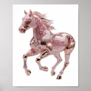 Poster Conception de slogan de cheval en OR ROSE argenté