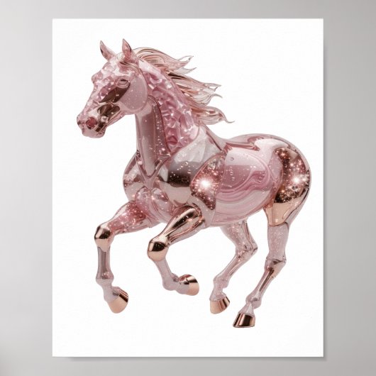 Poster Conception de slogan de cheval en OR ROSE argenté (Devant)