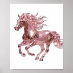 Poster Conception de slogan de CHEVAL EN VERRE ROSE argen