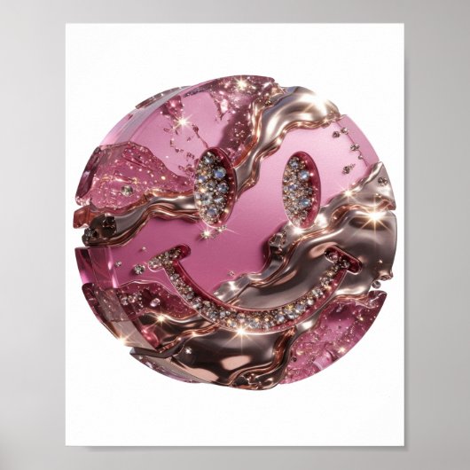 Poster Conception de slogan FACE HEUREUSE Argent Witty (Devant)