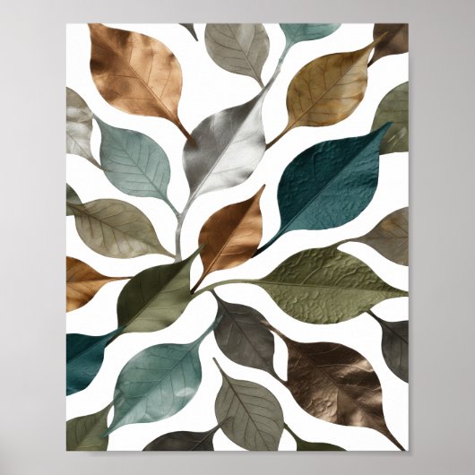 Poster Conception de slogan Gris Foncé FEUILLES SUR FOND (Devant)