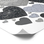 Poster Conception de slogan HEARTS OF LOVE gris ludique (Coin)
