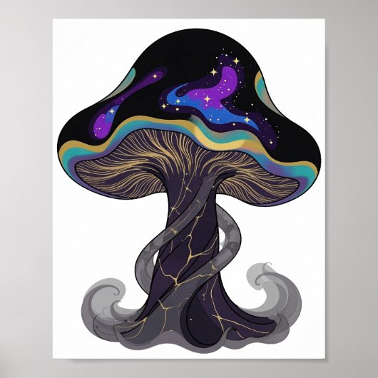 Poster Conception de slogan MUSHROOM SPACE en argent mode (Devant)