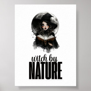 Poster Conception de sorcière gothique pleine lune nature