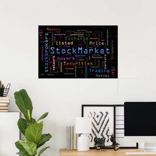Poster Conception de stockMarket bleu (Bureau à domicile)