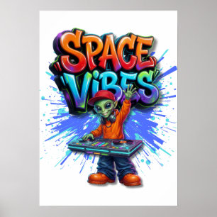 Poster Conception de streetwear Musique DJ Alien Vibes de