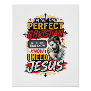 Poster Conception de T-Shirt chrétien Vintage I Need Jesu