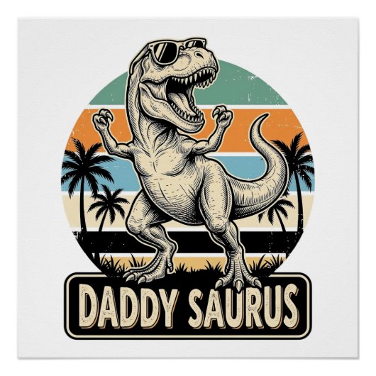 Poster Conception de t-shirt de dinosaure rétro Papa Saur (Devant)