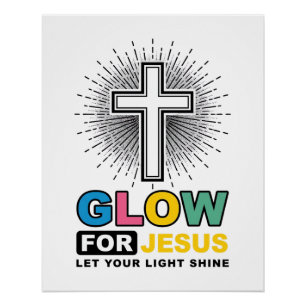 Poster Conception de t-shirt lumineux de croix chrétienne