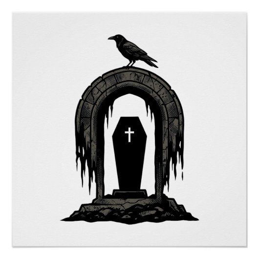 Poster Conception de T-shirt silhouette de tombe de cimet (Devant)