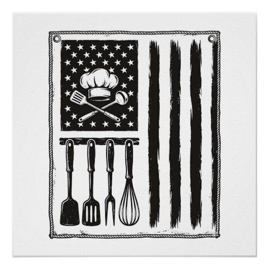 Poster Conception de T-shirt Ustensiles de Cuisine Drapea (Devant)