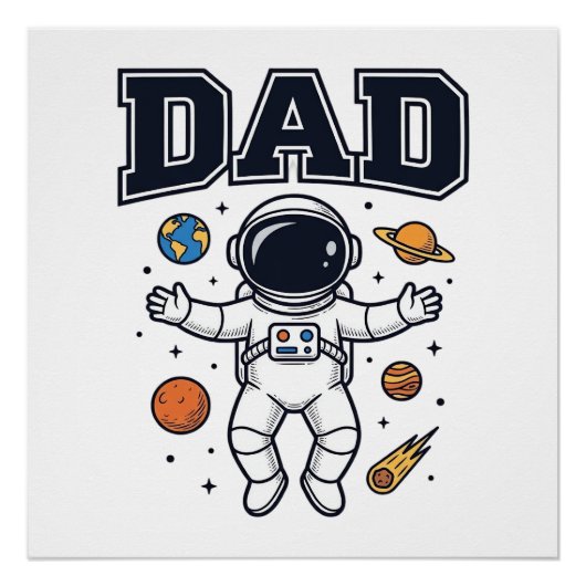 Poster Conception de T-shirt Vector Space Astronaute Papa (Devant)