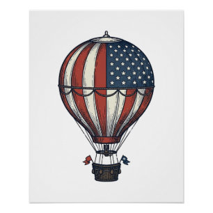 Poster Conception de T-shirt vintage avec montgolfière pa