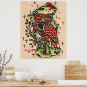 Poster Conception de tatouage d'hibou russe (Cuisine)