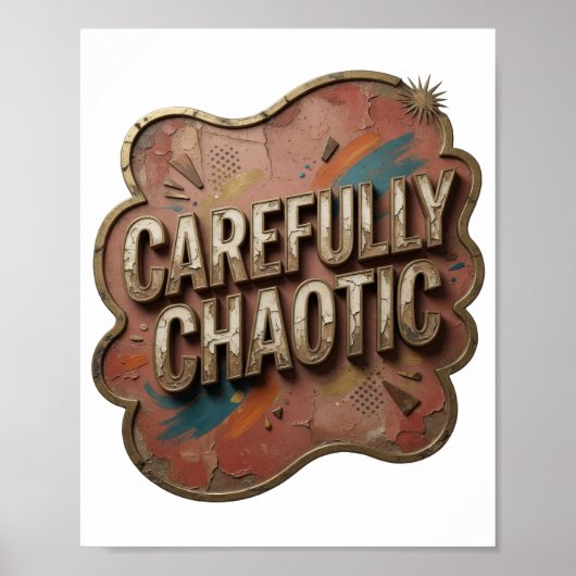 Poster Conception de texte 3D Or Edgy CAREFULLY CHAOTIC (Devant)