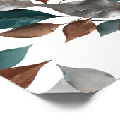 Poster Conception de texte à motif de feuilles 3D argenté (Coin)