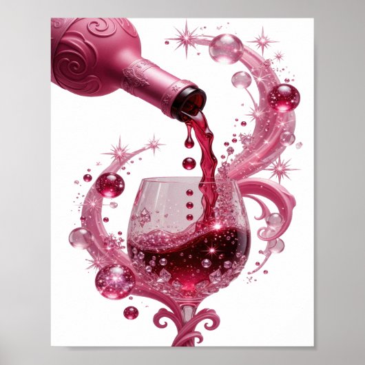 Poster Conception de texte de VIN ROSE argenté audacieuse (Devant)