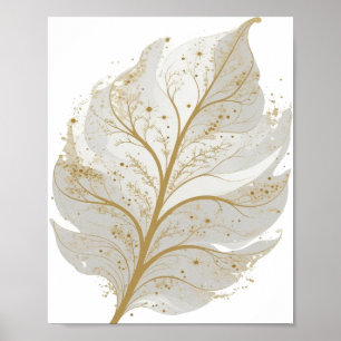 Poster Conception de texte FEUILLE BRILLANTE Or Frais