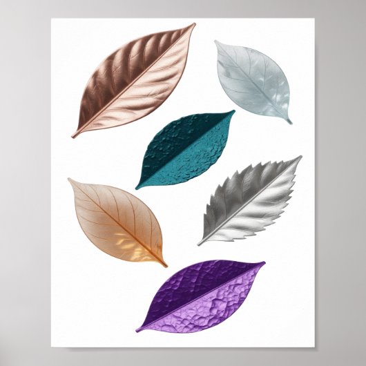 Poster Conception de texte FEUILLU argentée spirituelle (Devant)