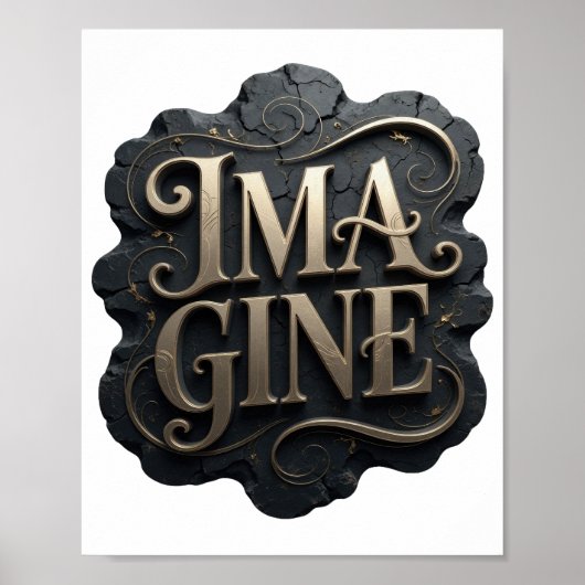 Poster Conception de texte IMAGINE en or Edgey (Devant)