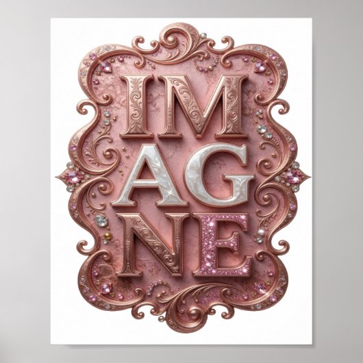 Poster Conception de texte IMAGINE rose accrocheur (Devant)