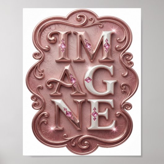 Poster Conception de texte IMAGINE Rose Snappy (Devant)