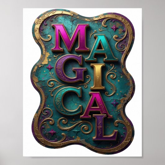 Poster Conception de texte MAGIQUE Violet élégant (Devant)