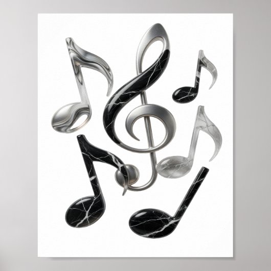 Poster Conception de texte MUSIC IN MOTION argentée cool (Devant)
