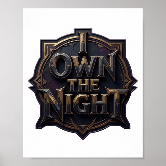 Poster Conception de texte Or Clair JE POSSÈDE LA NUIT (Devant)