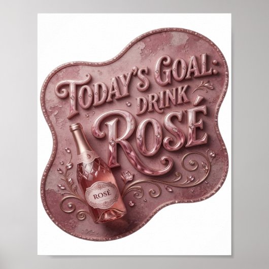 Poster Conception de texte Rose à boire Rose Vibrant Pink (Devant)