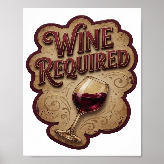 Poster Conception de texte vin requis Or Classique (Devant)