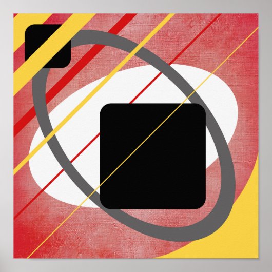 Poster Conception de toile géométrique jaune et rouge AP0 (Devant)