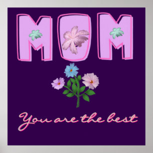 Poster Conception de typographie maman personnalisée,